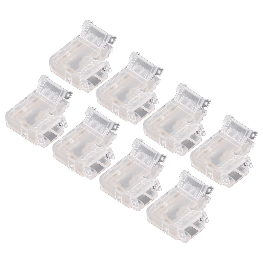 8PCS L Shaped LED Light Strip Connectors 4 Pin 10mm Transparent Gapless Solderless COB LED Adapter