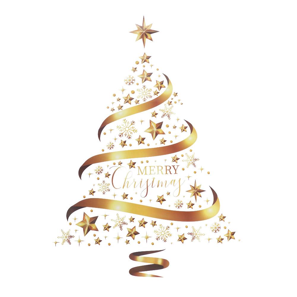 

Home Decoration Large Christmas Tree Window Stickers Golden Removable Xmas Decals Creative Waterproof Wallpaper New Year