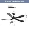 42-inch ceiling fan with lighting, DC motor, timer function (1/4/8 H), remote control included, 5 ABS blades-black