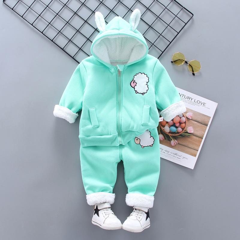 Winter Baby Kids Clothing Sets Cartoon Toddler Boys Girls Warm Hooded Coats Pants Suit Kids Thick Tracksuit Clothes Set