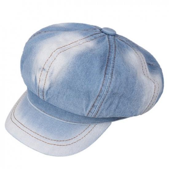 Lady Denim Newsboy Hat Casual Retro Style Adjustable Paperboy Painter Beret Cap