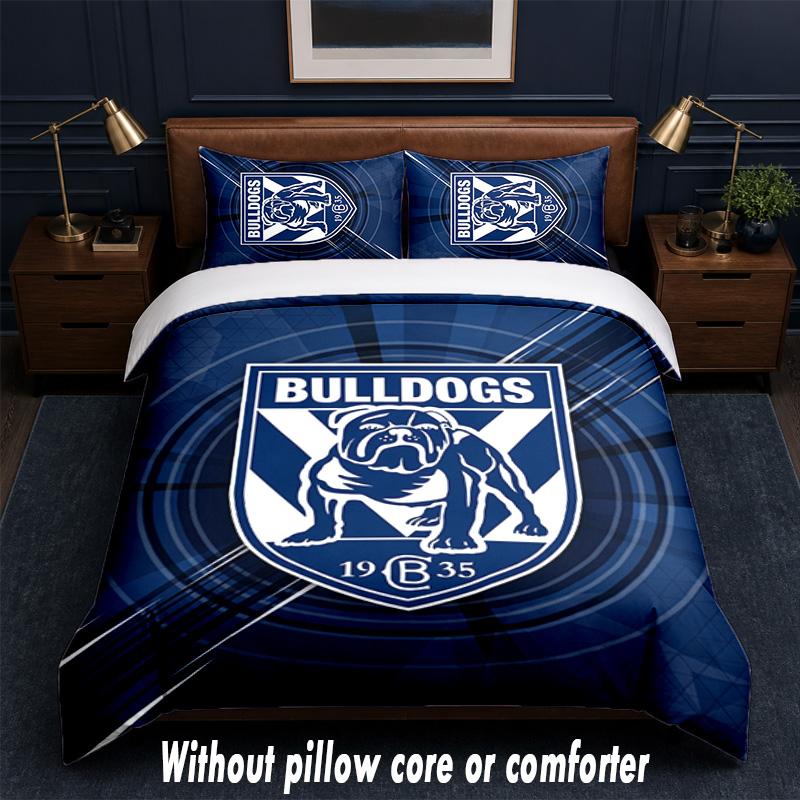 Canterbury-Bankstown Bulldogs Design Bed Bedding Set 1 Duvet Cover + 2 Pillowcases Soft Breathable Household Bed Linens