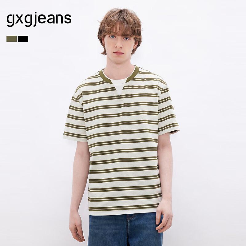 Мужская футболка GXGJEANS с полосками и эффектом многослойности XL