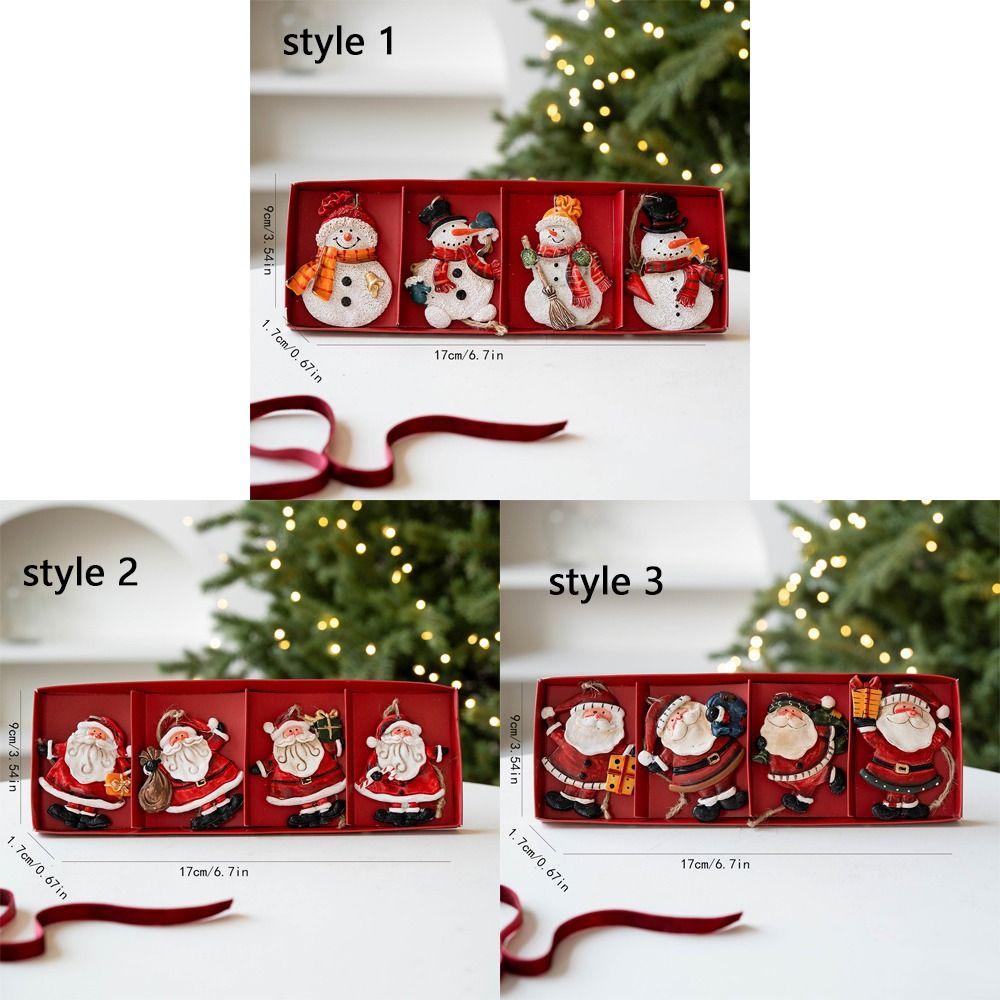 Cartoon Christmas Hanging Ornaments Resin DIY Craft Santa Claus Figurine Handmade Snowman Pendant Christmas Tree Decor