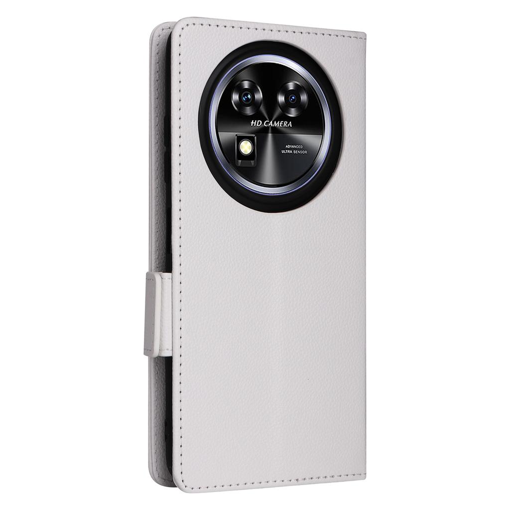 For Oukitel C37 Case with Wrist Strap Litchi Texture PU Leather Wallet Phone Cover