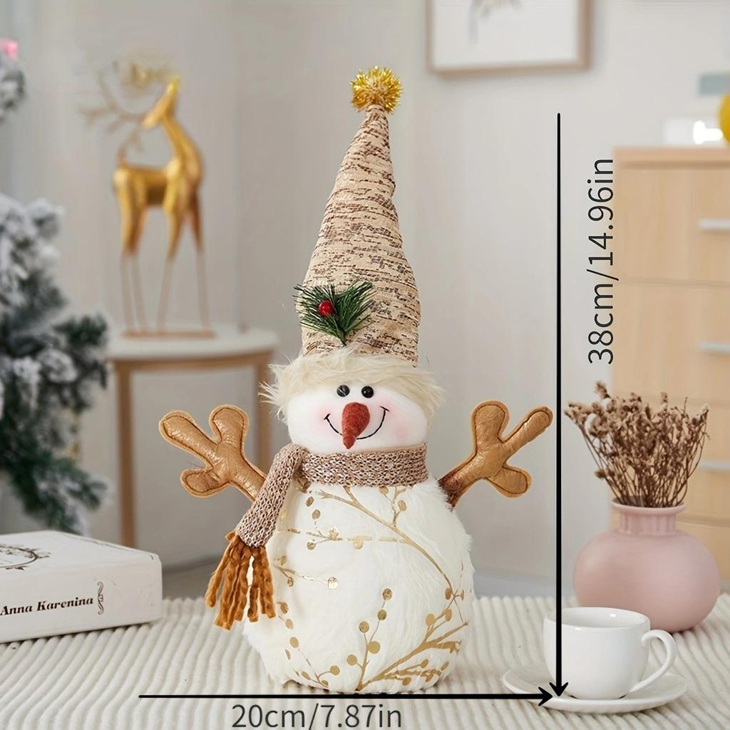 Christmas Snowman  Indoor Decorations, Xmas Animated Plush-Knit Collectible Plush Doll, , Home Holiday Ornaments Snowman Doll Ch