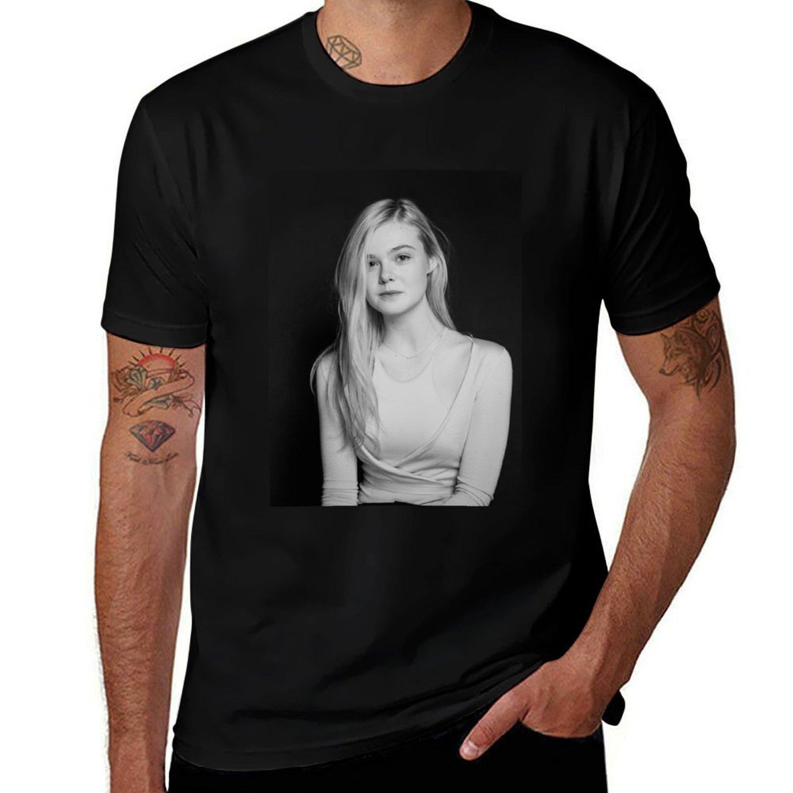 Elle Fanning T-Shirt anime anime tshirt tops men clothing S
