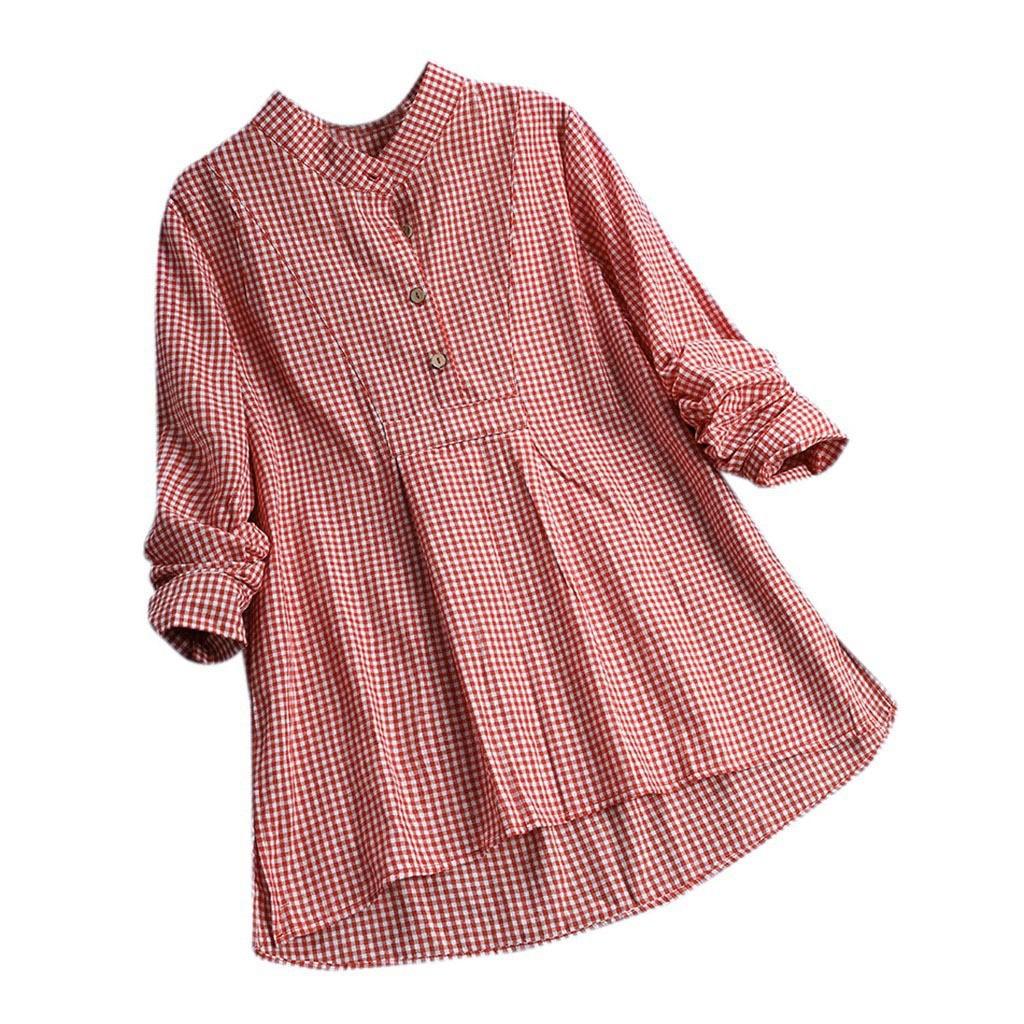 Street Style Womens Long Sleeve Plaid Shirt With Stand Collar For Casual Wear