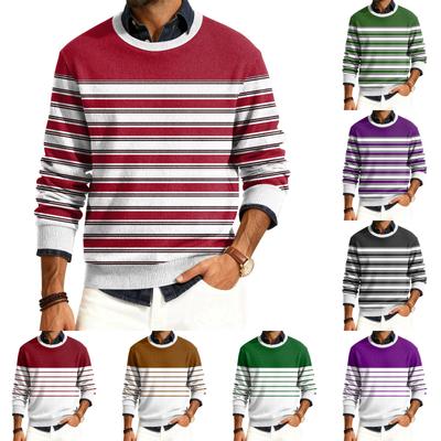Men's Round Neck Long Sleeve Ribbed Knit Pullover