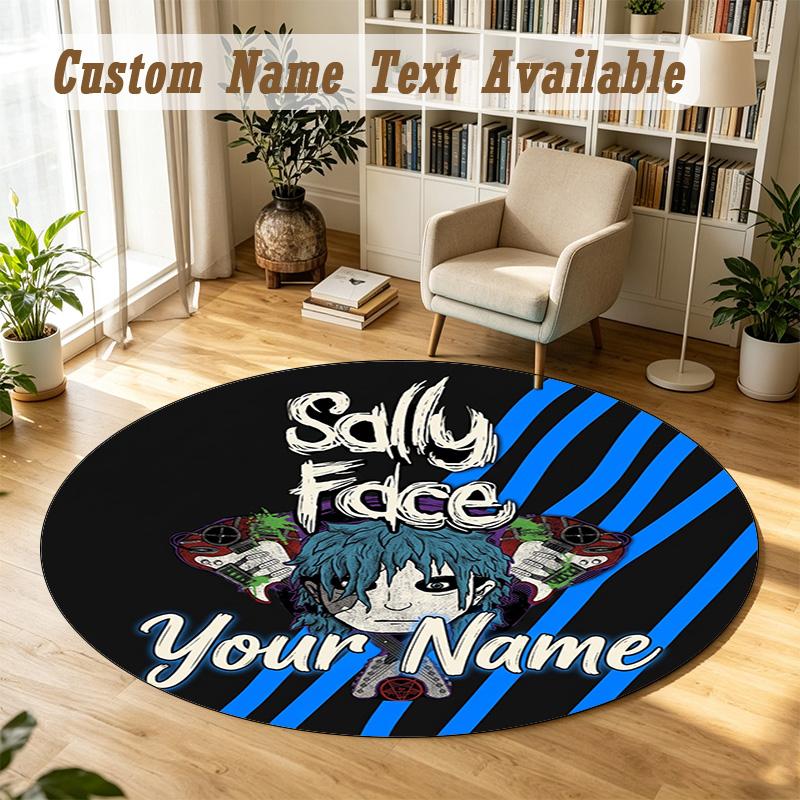 Sally Face Personalized Round Rug Support Custom Name, Soft Home Decor Mat