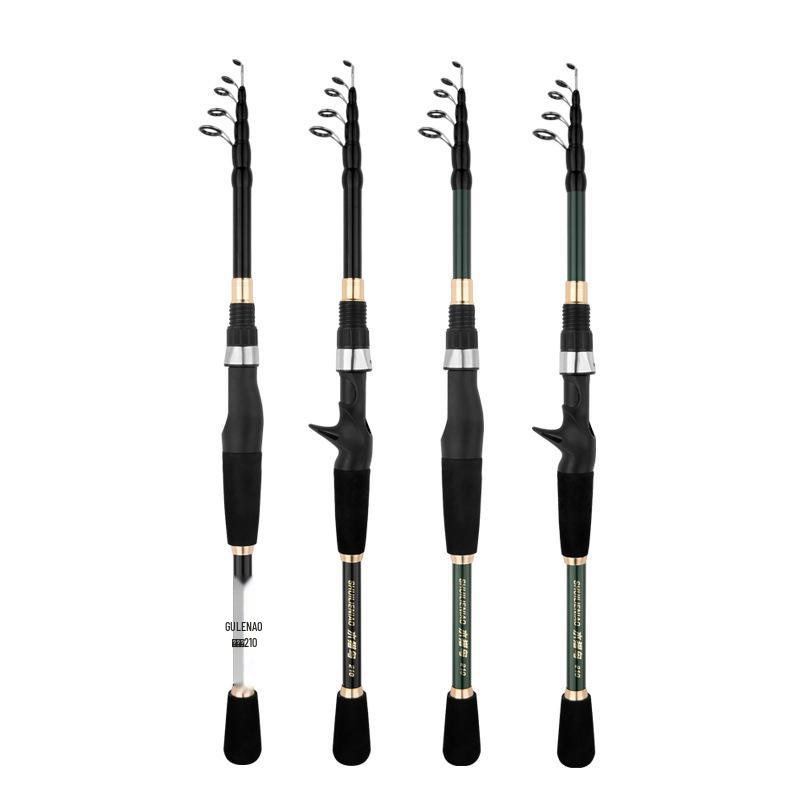 Ultra-Compact Carbon Telescopic Fishing Rod - Portable Mini Lure Rod with Gun and Straight Handle for Long Casting