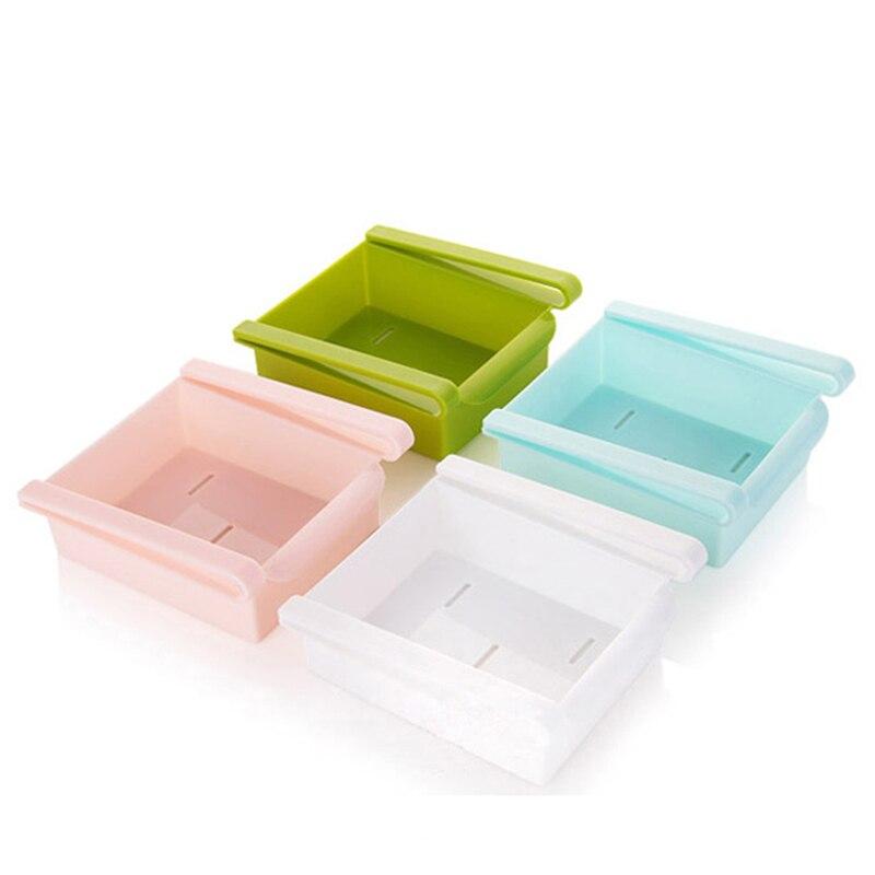 Refrigerator Storage Holder With Layer Partition Hanging Space Saver Shelf Rack Fridge Pull-out Organiser With Layer Partition