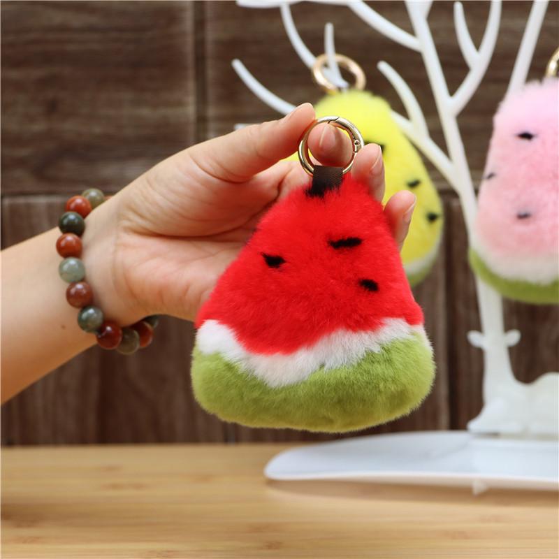 Rex Rabbit Hair Watermelon Bag Pendant Plush Mobile Phone Keychain Pendant Fashion Fur Bag Pendant Accessories