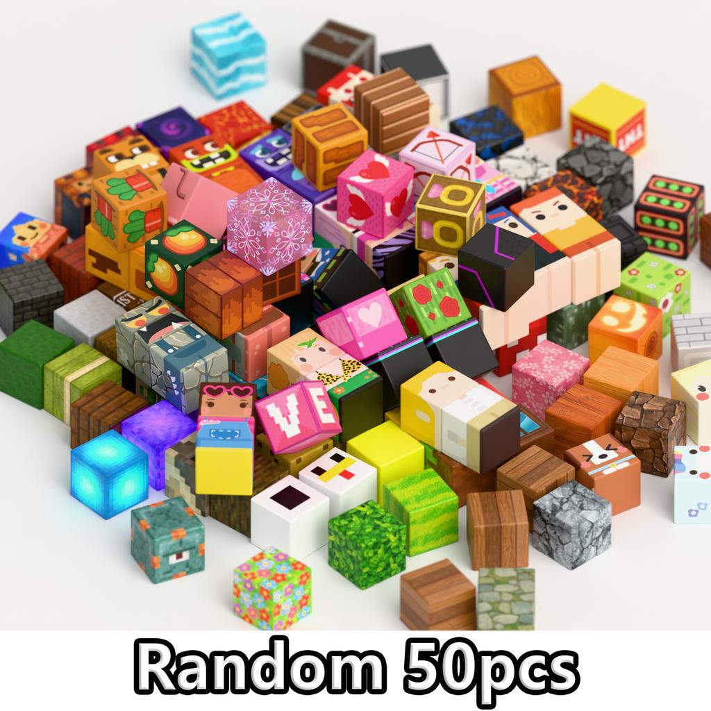 Magnetic Construction Blocks Mine World Magnetic Pink Blossom Castle Brick Cube Toys Set Stem Tactile  Present For 3+ Boy Girl Kid