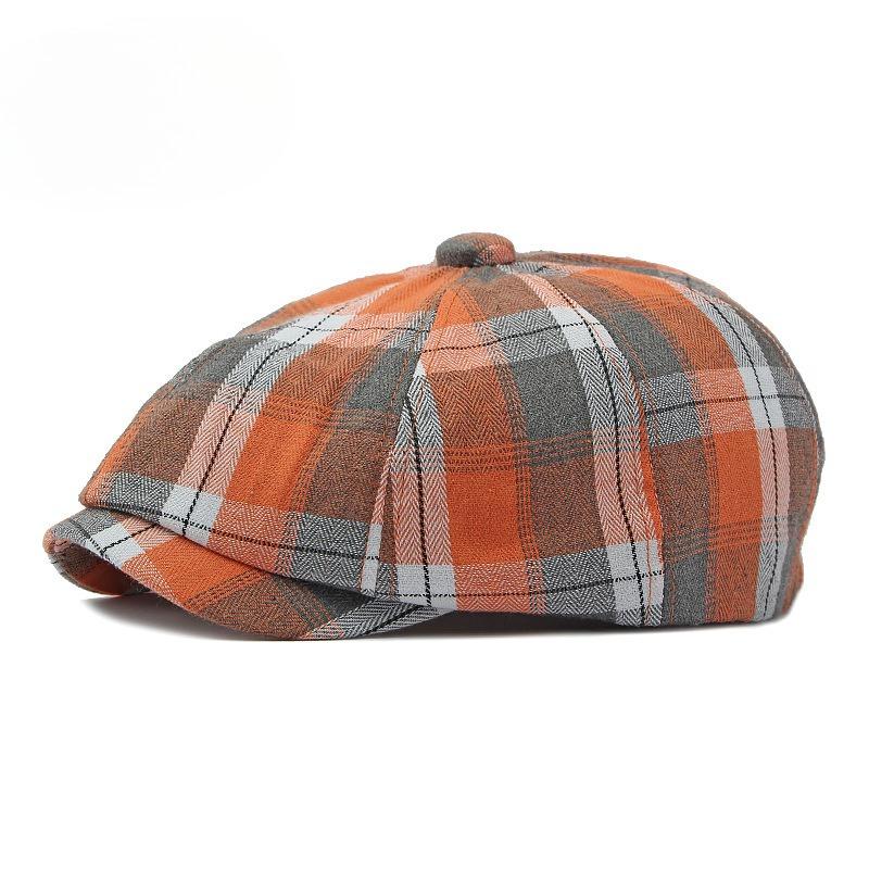 Fashion Plaid Newsboy Cap for Men Women Spring Summer Thin Octagonal Hat British Retro Beret Baker Boy Cap Painter Hat
