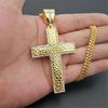 Hip Hop Iced Out CZ Large Big Cross Pendant Necklace Male Gold Color Stainless Steel Christian Necklace for Men Religiou Jewelry