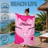 Custom Name Pinkie Unicorn Journal Beach Towel Microfiber Beach Towel, Lightweight and Quick-Dry, for Summer Travel, Swimming Pool Gift
