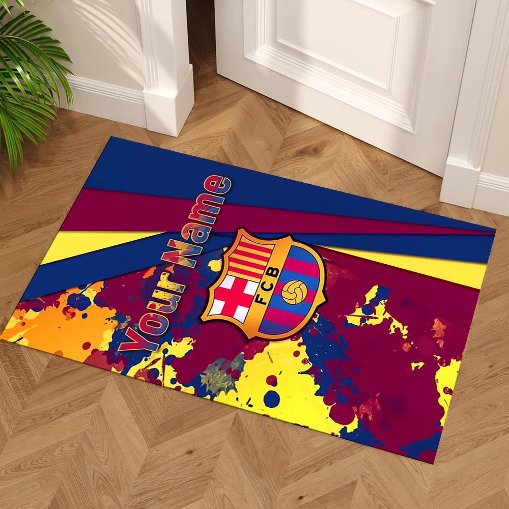 Barcelona Club Personalized Text Floor Mat Suitable for Study Room Bedrooms Hallway Living Rooms Anti-slip Rug Anime Office Decor Best for Christmas