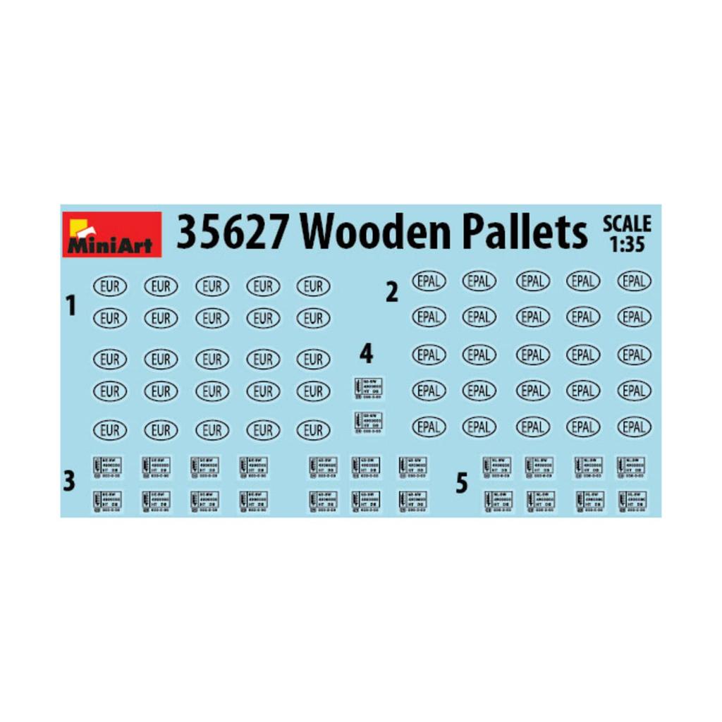 Miniart Scale Wooden Pallet Set for Plastic Model Kits 1/35 (12 Pallets) (MA35627)