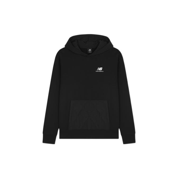 

New Balance однотонный пуловер с логотипом и принтом, мужские топы, черный MT23505-BK