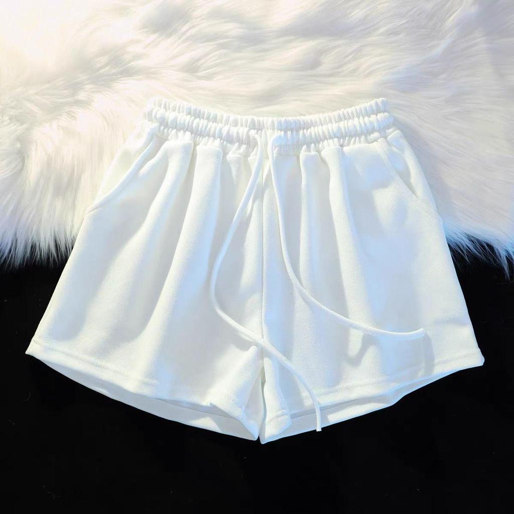Yellow High-Waisted Loose Fit Sports Shorts - Casual A-Line Running Shorts with Elastic Waist