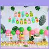 Exquisite Hawaiian Flamingo Cactus Pineapple Coconut Banner For Tropical Party Fun