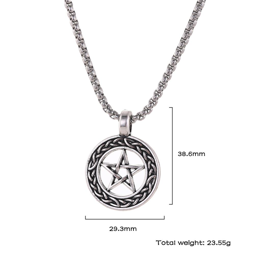 Vintage Pentagram Pendant Necklace for Men Stainless Steel Jewish Star Religious Jewelry Gift