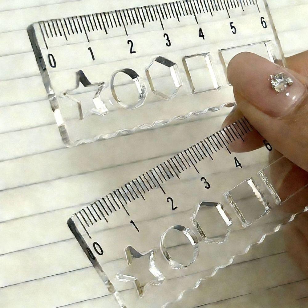 1pcs Transparent Mini Ruler with Wave Line Protractor Multi-functional Straight Ruler  School Office