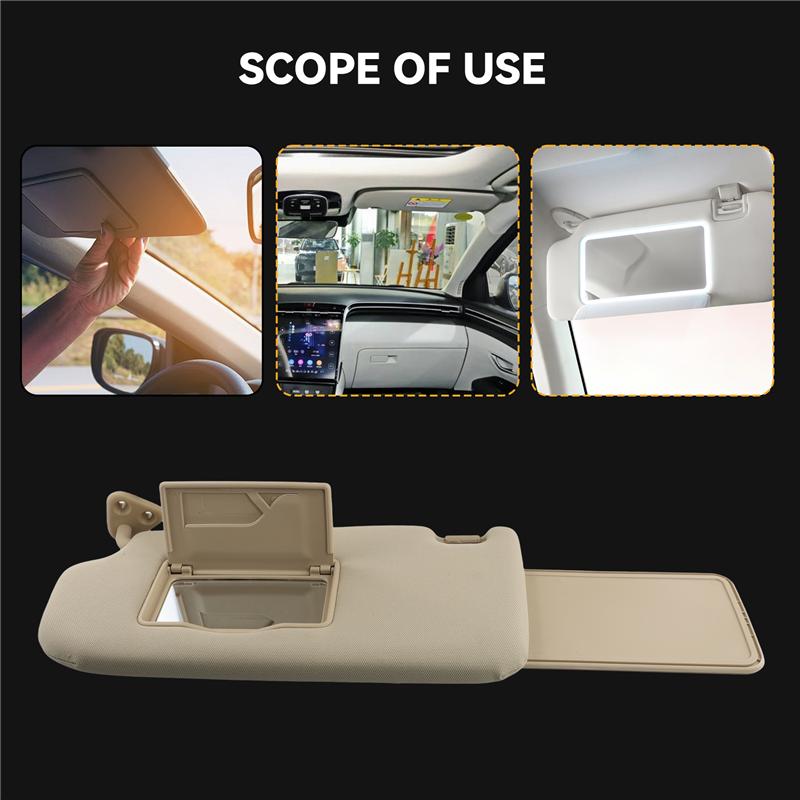 Sun Visor With Vanity Mirror For Hyundai TUCSON 2004-2014 Sunshading Board Beige Left