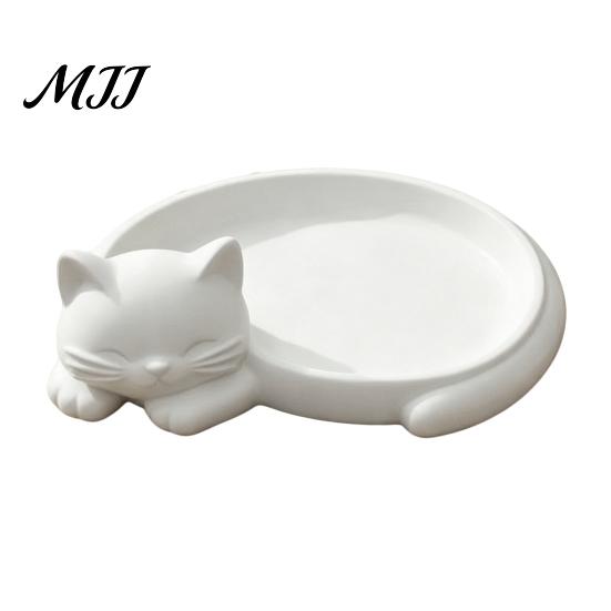 Minimalist Trinket Bowl Cute Sleeping Cat Ring Dish, 3D Printed Jewelry Tray Organizer for Earrings Decorative Succulents Pot Keys Trinkets,