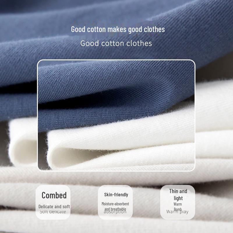 Men's Pure Cotton Thermal Underwear Set: Autumn Tops & Trousers, Spring/Autumn Lightweight Cotton Sweater