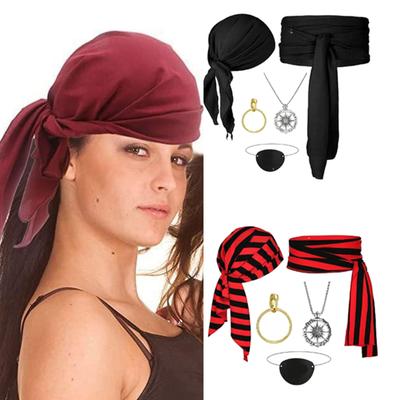 Piratenkostuum Accessoires Set Piraten Hoofddoek, Band Oorbellen Ooglapjes Halloween Middeleeuwse Renaissance Kostuums