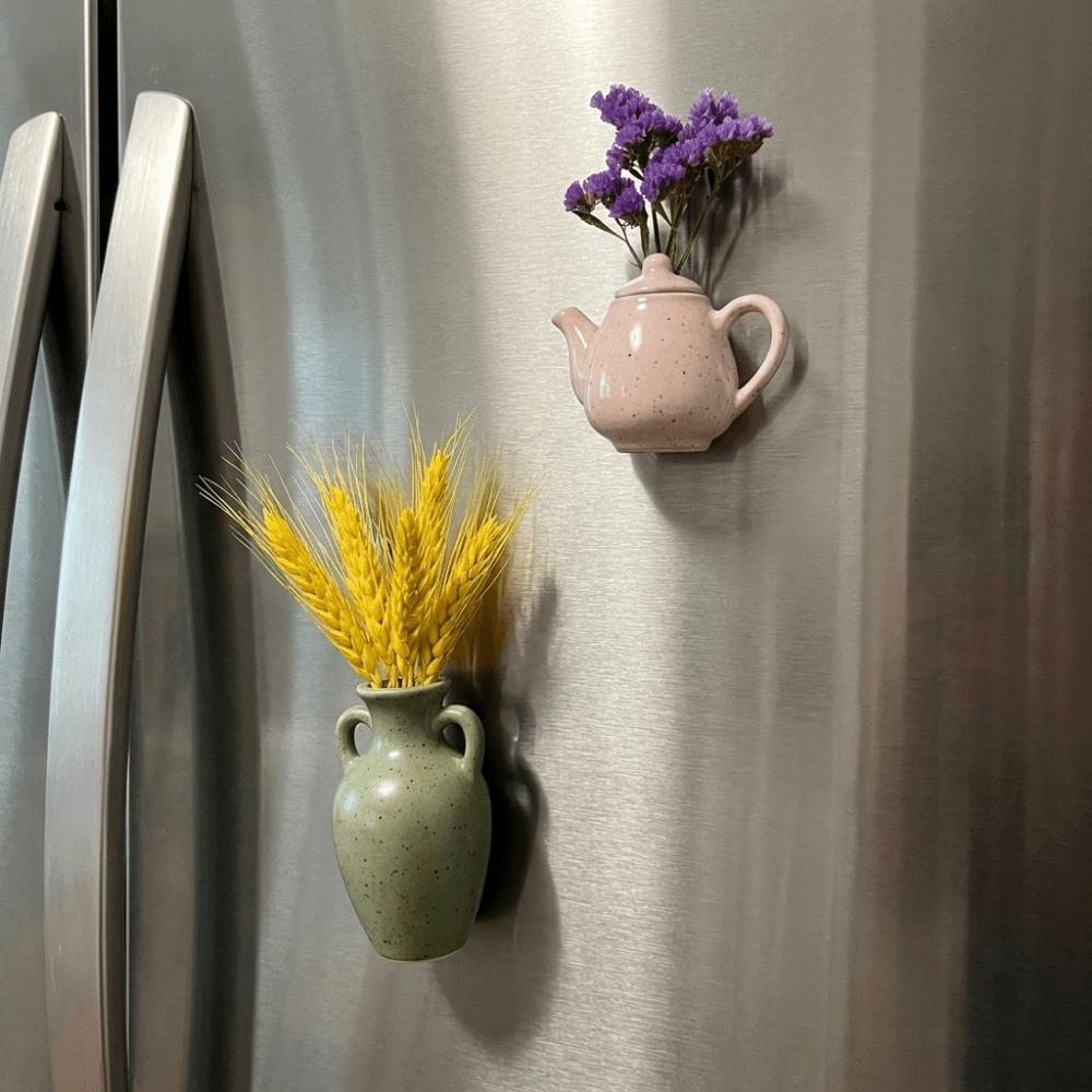 Decorative 3D Vase Fridge Magnets Pastoral Style Flower Arrangement Magnet  Dorm Room