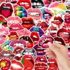 50 PVC Red Lips Cartoon Graffiti Stickers for DIY Stationery & Suitcase Decoration