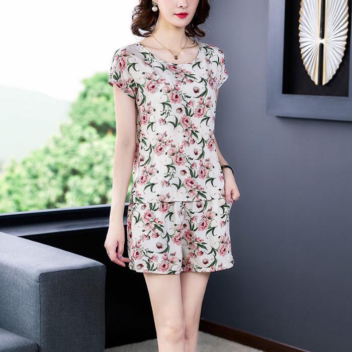 

Летний женский повседневный костюм-двойка 2023: Топ с коротким рукавом и шорты - Модный домашний и прогулочный комплект 3XL