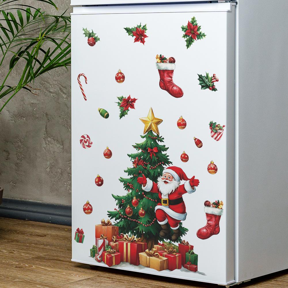 Christmas Tree Santa Claus Candy Gift Box Refrigerator Decorative Background Beautify Wall Stickers