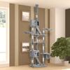 Floor to Ceiling Cat Tree for Indoor Cats, 240-260cm, Adjustable Height - Light Grey