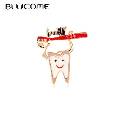 Tooth With Toothbrush Shape Brooches For Kids Fashion Daily Supplies Design Hijab Pins Collar Clip