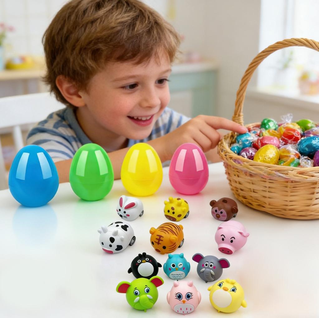 Confezione da 12 Uova di Pasqua Pre-riempite Con , Uova di Pasqua di Plastica da 2,5 Pollici Riempiti con Giocattoli Per Cacce alle Uova, Riempimento di Cesti, Regali per Feste di Pasqua