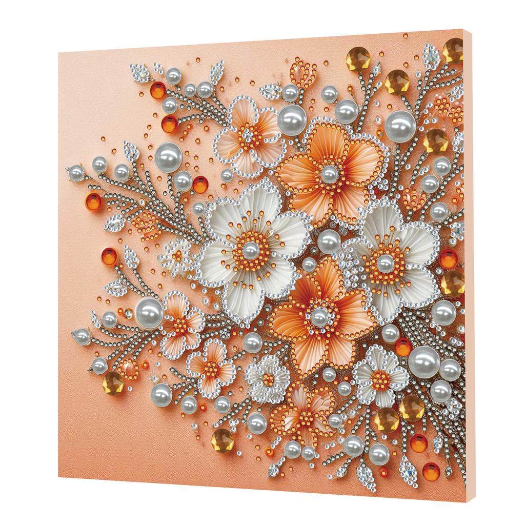 Diamond Dots Pearl Gem Painting with Frame 9.84x9.84in DIY Pearl Art Painting Set for Adults & Beginners Home Wall Decor