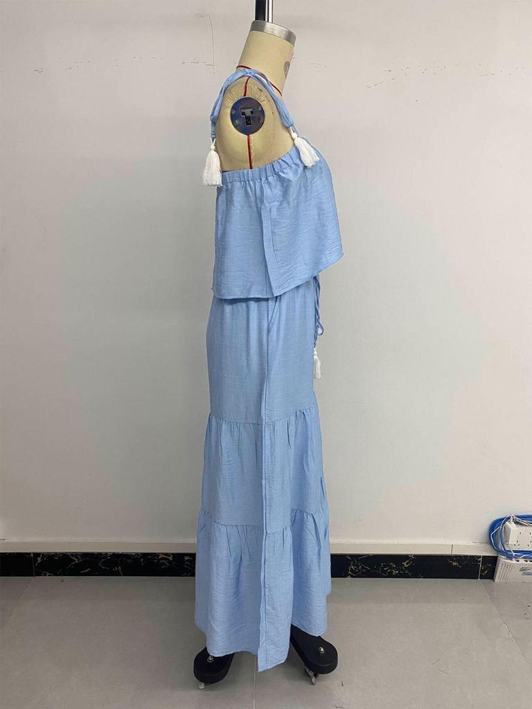 2026 European & American Resort Set: Textured Camisole Top & Wide-Leg Pants Two-Piece