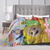 Childrens Cute T-Teletubbies Flannel Blanket  Super Soft Throw Blanket for Bedroom Camping Pattern Bedspread Sofa Bed Cover