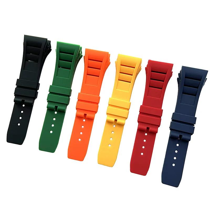 Watch Band for Richard Mille Rm011 Strap Men's Waterproof Sweat-Proof Wear Comfortable Silicone Rubber Watch straps 25mm*20mm