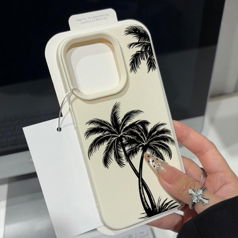Für iPhone 16 Pro Max 16E 15 14 Pro 13 12 11 Handyhülle Kokospalmenmuster Schlank Weich TPU Sturzsicher Stoßfest Matt Bumper Cover