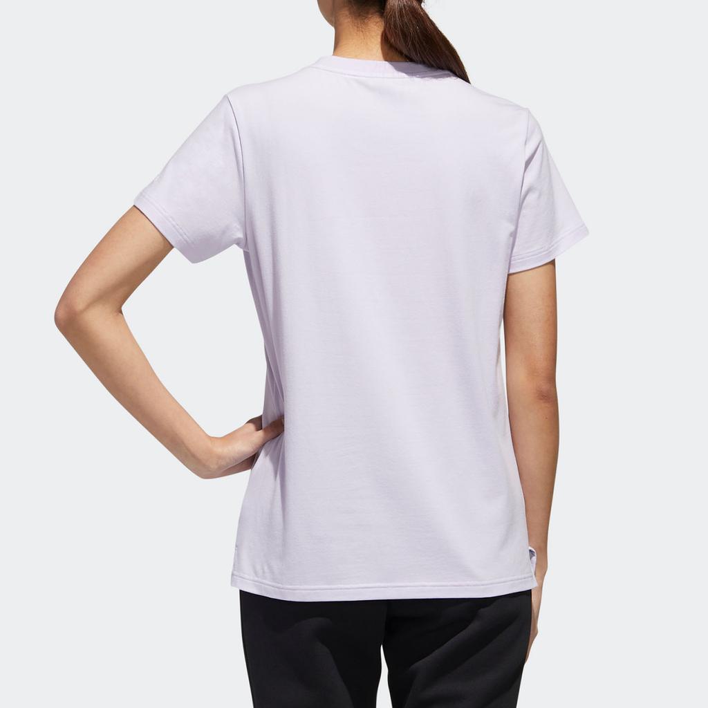Adidas Large Logo Printed Round Neck Short Sleeve T-Shirt Women Tops Light-Purple GL5639