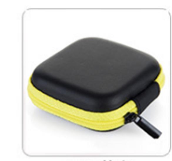 Square Shaped Carrying Hard Case Storage Bag for Earphone Earbuds with Mesh Pocket, Zipper Enclosure
