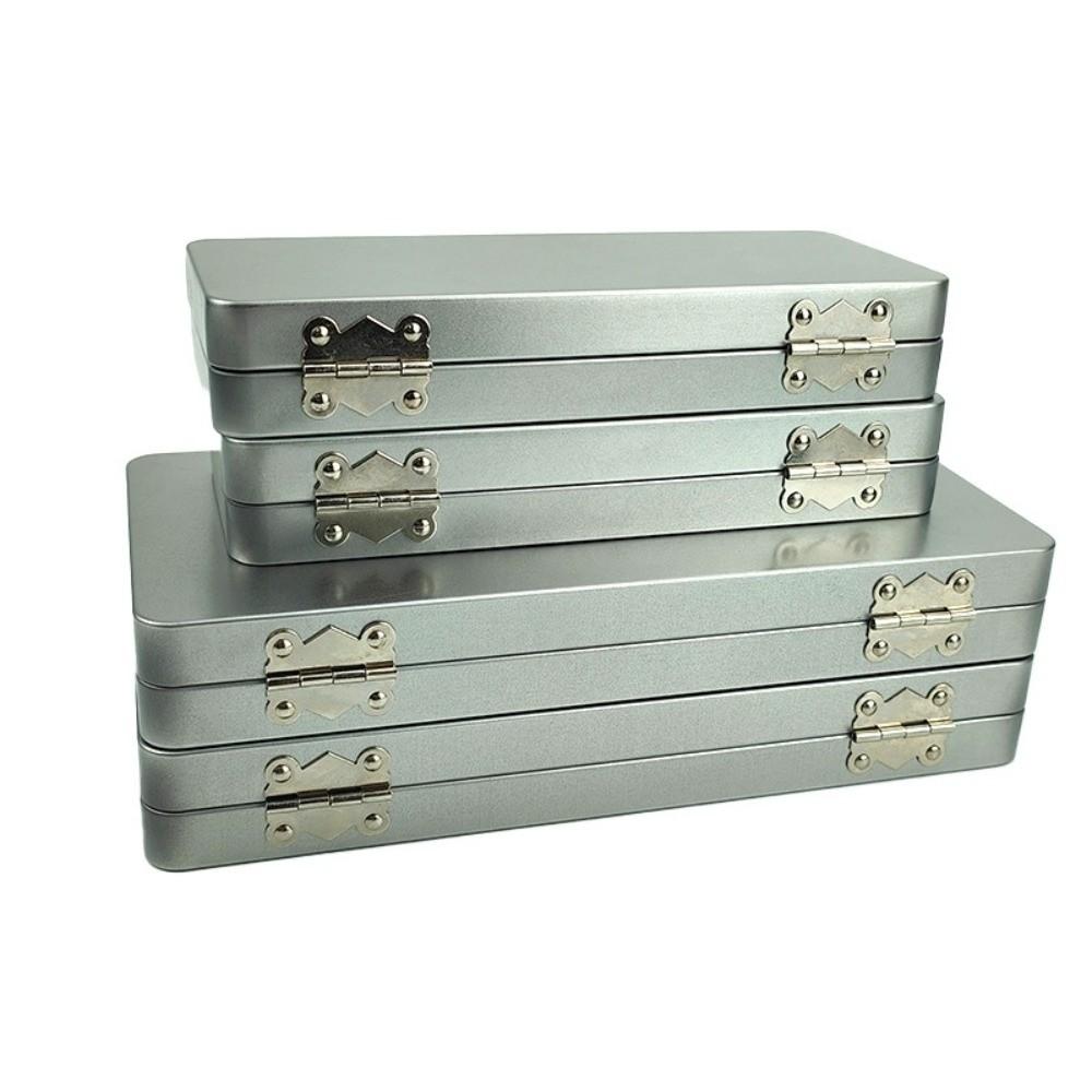 Hinge Flap Lock Storage Box Tinplate Material Organizer Box Classic Design Metal Box Art Supplies