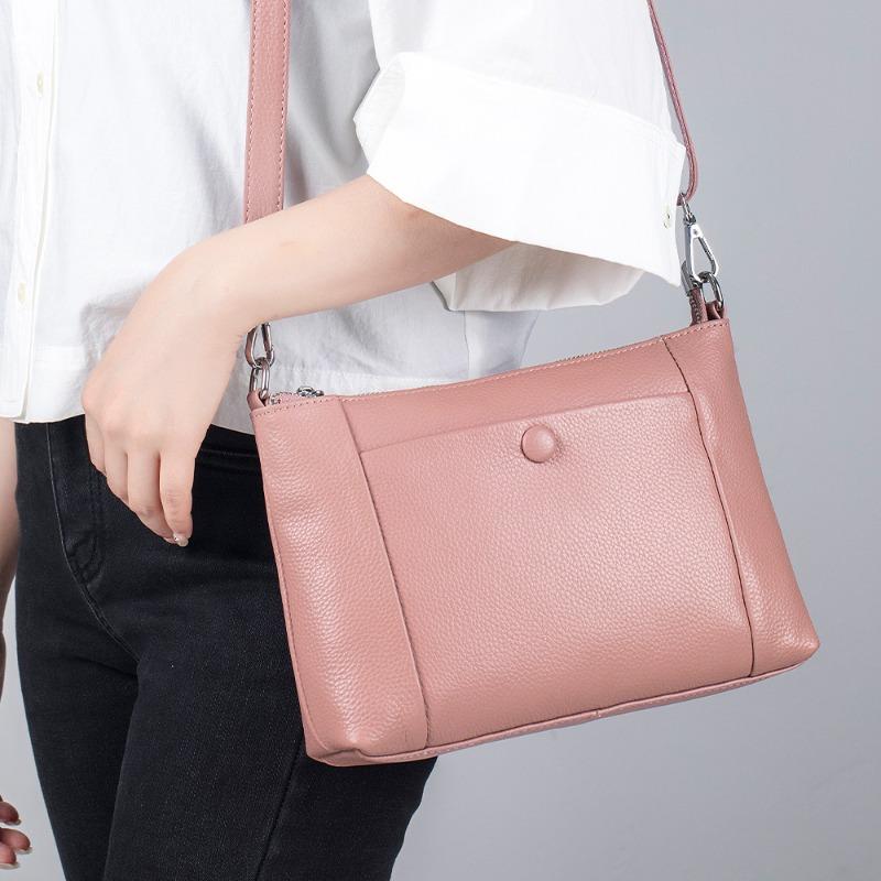 New Leather Simple Women's Bag High-end Shoulder Bag Versatile Fashion Small Square Bag Mother Messenger Bag Large Capacity