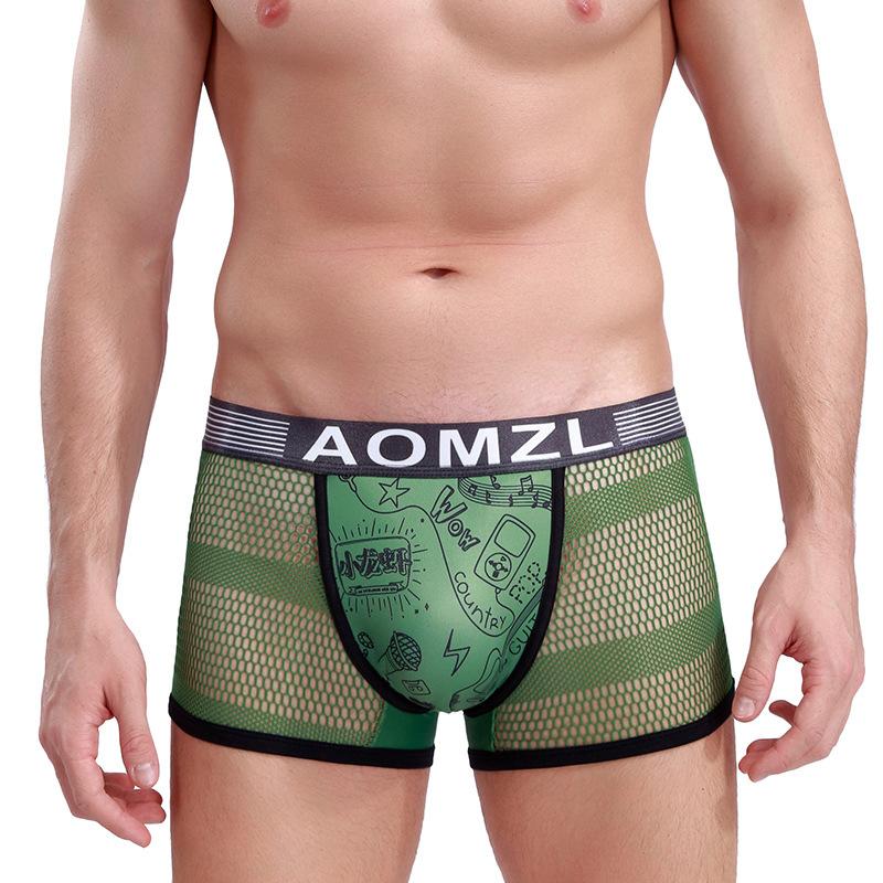 

Мужские трусы-боксеры из ледяного шелка с сотовой сеткой, ультра дышащие трусы-боксеры со средней талией, трусы-боксеры с принтом
