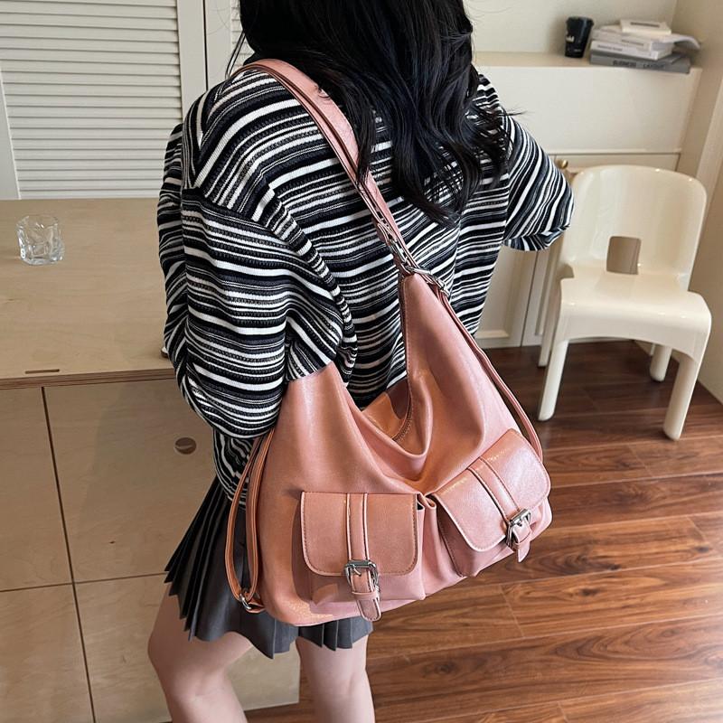 Multi Pocket Solid Color Handbag Single Shoulder Underarm Bag Backpack Fashion